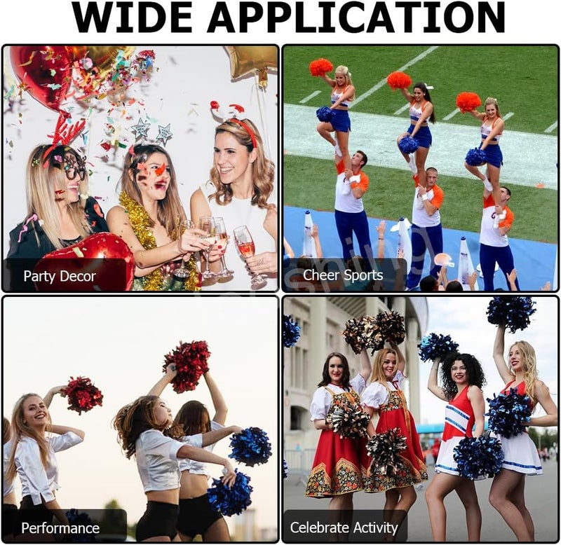 Hooshing 4PCS Pom Poms Cheerleading with Finger-Friendly Handle for Cheering Squad & Dance Team - Image 4